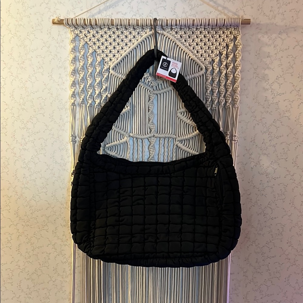 NWT Free People Copycat Quilted Black Tote Bag